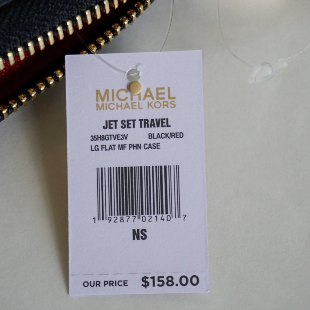 Michael Kors Jet Set LG Phone Wristlet Black Red - Picture 7 of 7